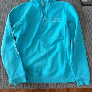 Vineyard Vines Women's Aqua Quarter-Zip Sweatshirt